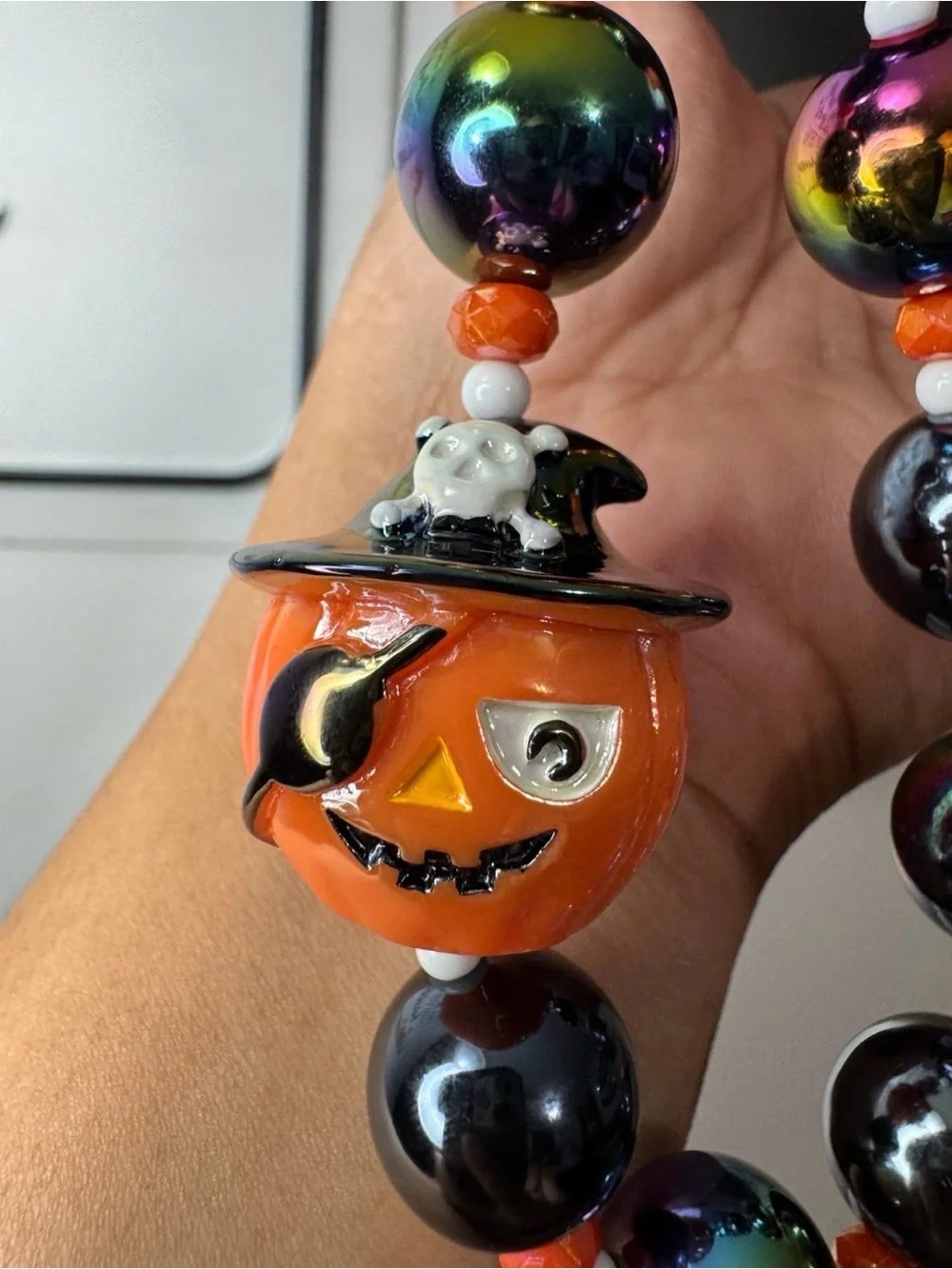 Halloween Pumpkin Pirate Charm Rainbow Chrome Phone/Key/Bag Chain #P546